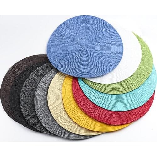 Western Placemats Solid Color Bowl Cushion Cup Vintage Country Style Nordic Simple Insulation Pad Furniture Supplie Diameter38cm