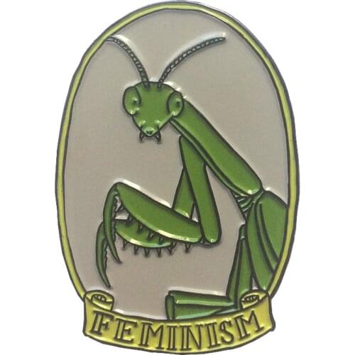Feminism Praying Mantis Brooch Women Warrior pin small badge gift