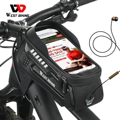 WEST BIKING Bicycle Bag Waterproof EVA Touchscreen 7.0 In Phone Bag MTB Road Cycling Frame Front Top Tube Bag Bike Accessories