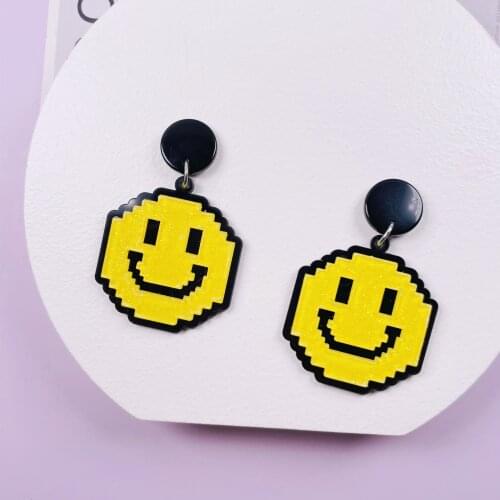 1pair Feminine Acrylic Fashion Earring Smiley Face Cute Girl Gift