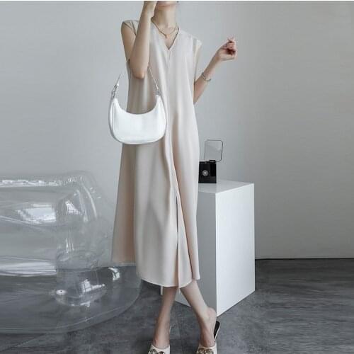 2021 Fashion designer summer women dress v-neck black long elegant ladies dresses casual simplee loose clothes vestido bodyco