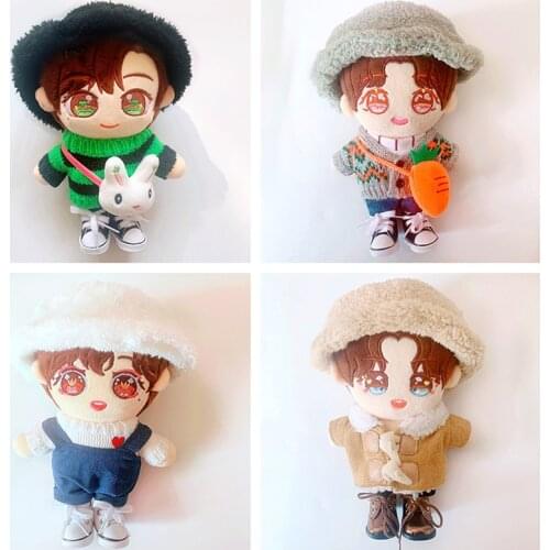 Star Idol Plush Doll Dress Up Idol Muppet Toy Fisherman Hat Suit 20cm Toy Baby Clothes Christmas Gifts