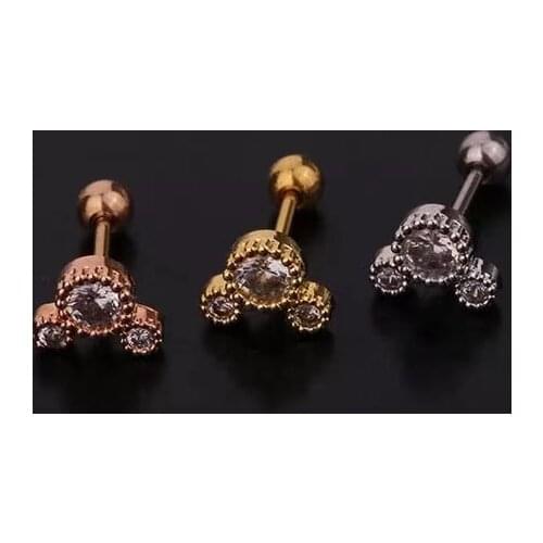 1PCS 20G CZ Cute Micky Cartilage Tragus Bar Ear Ring Piercing Helix Stud Piercing Jewelry