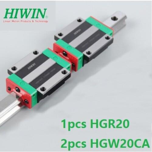 1pcs Original New Hiwin linear rail guide HGR20 500mm/600mm/700mm/800mm/900mm/1000mm + 2pcs HGW20CA Flange blocks for cnc router