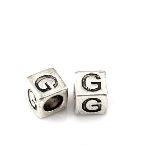 20Pcs Alloy Alphabet "G" Big Hole Spacer Beads For Jewelry Making Bracelet Necklace DIY Accessories D-89