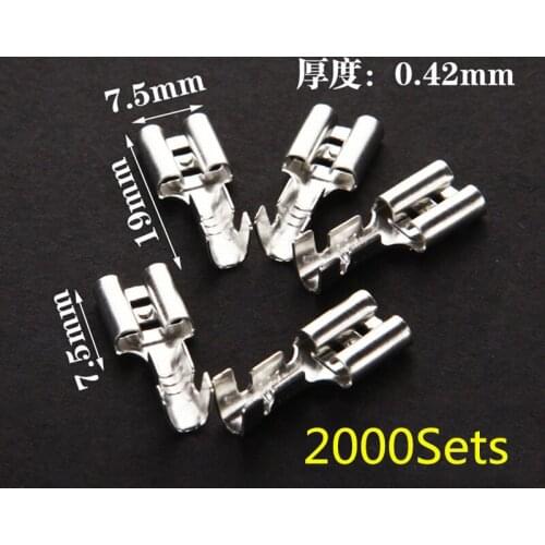 2000sets 6.3 mm with transparent sheath inserted spring 6.3mm Female connector terminal Faston with insulator for wire