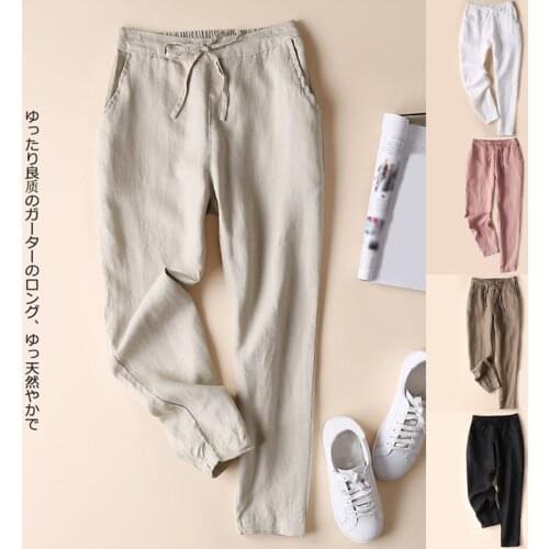 2021 Elegant Cotton Linen Pants Women New Trousers Lady Formal Pants Plus Size S-5Xl Famous Brand Design Cotton Trousers Popular