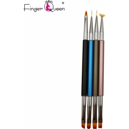 4Pcs Double-ended Gradient Painting Pen Drawing Nail Brush UV Gel Brushes Round Head Manicure Nail Art Brush Tool Fingerqueen