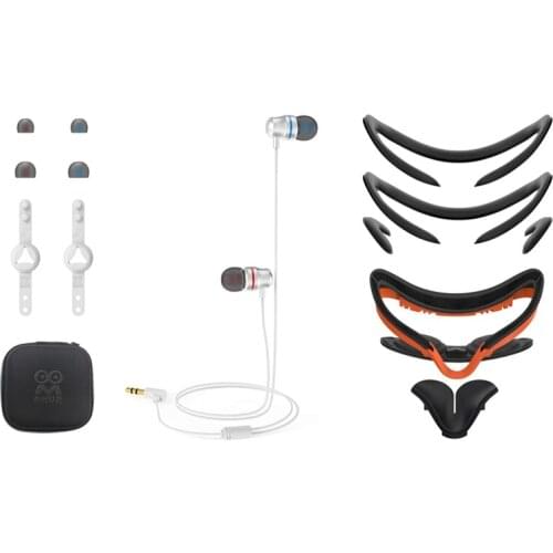 AMVR OOM Noise Isolating Earbuds for Oculus Quest 2 VR Headset & VR Facial Vent Soft Bracket PU Leather Foam Face Cover