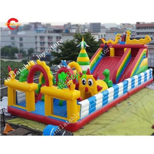 Free ship to sea port!12x6m commercial Outdoor Playground Dragon Inflatable Bounce Castle, kids Inflatable Jumping slide combos