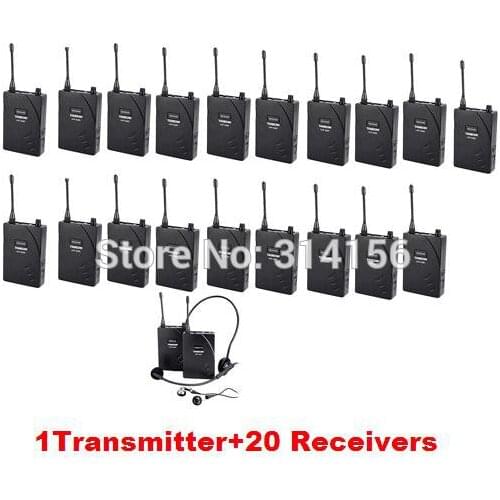Takstar UHF-938/UHF 938 UHF frequency Wireless Tour Guide System 50m Operating Range 1 Transmitter+20 Receivers for Tour guiding