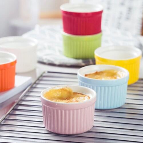 MUZITY Ceramic Souffle Bowls 3PCS/SET Porcelain Baking Bowls Creative Cake Cups Dessert Bowl