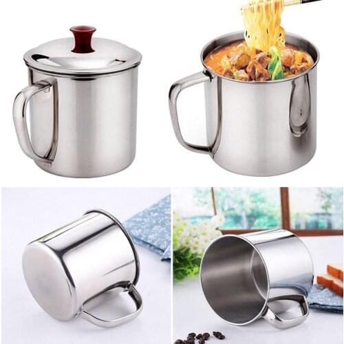 New 480ml Stainless Steel Travel Camping Mug Beer Whiskey Coffee Tea Handle Cup Kitchen Noodle Cups Bar Drinking Tools Accessor