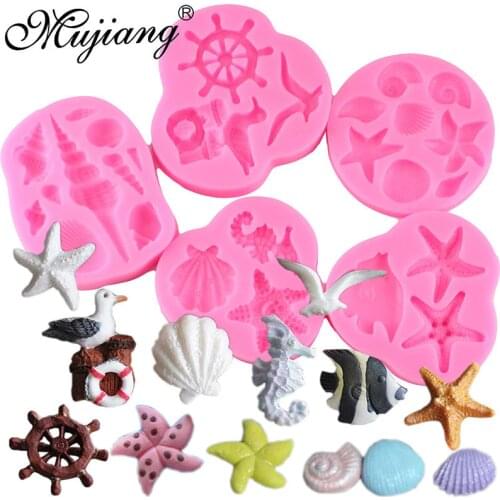 Sea Shell Seahorse Silicone Mold Cupcake Fondant Cake Decorating Tools DIY Starfish Anchor Chocolate Candy Soap Clay Molds