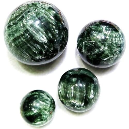 Natural Green Seraphinite Ball Clinochlore Quartz Crystal Sphere Mineral Healing Crystal Stone Feng Shui Crafts Home Decoration