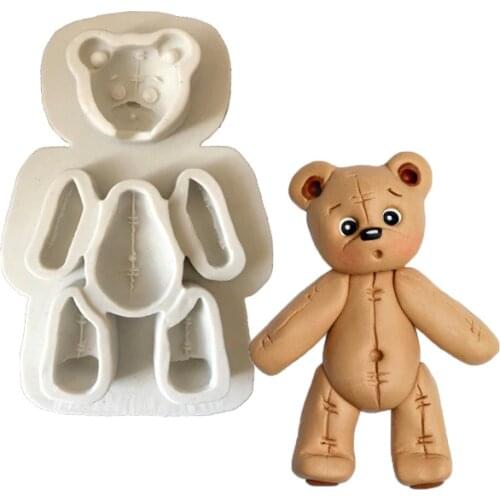New bear turning sugar silicone mold, DIY soft clay drop molding tool A074