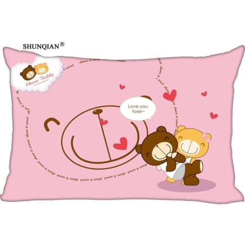 New Cute Bear Pillow Case Custom Wedding Pillowcase Cover Cases Gift Zippered Rectangle Pillow Case
