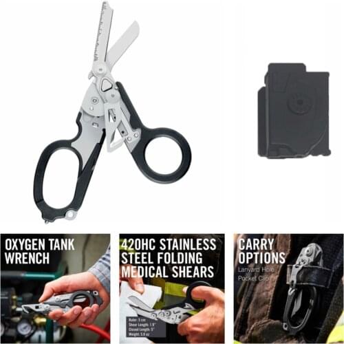 Raptor Emergency Response Shears multifunctional scissors with Strap Cutter and Glass Breaker with Compatible Holster