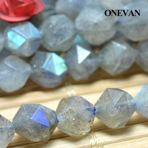 ONEVAN Natural A+ Blue Flash Labradorite Diamond Cutting Faceted Beads 6mm Stone Bracelet Necklace Jewelry Making Diy Accessorie