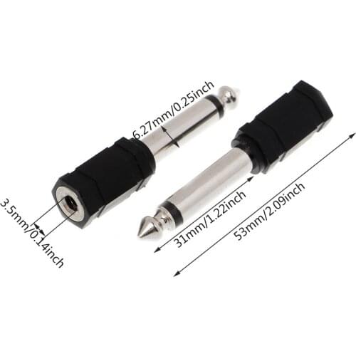 3 Pcs 6.35mm 1/4" Mono Plug to 1/8" 3.5mm Stereo Jack Female Audio Converter Adapter G07 Great Value April 4