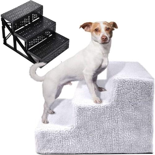 Pet Dog Stairs 3 Steps Puppy Dogs Bed Stairs for Small Dog Cat Pet Ramp Ladder Portable up to 20kg Pet Stairs Anti-slip Supplies