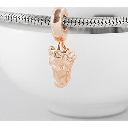 Authentic S925 Silver Dangle Charm Liberty Pendant Bead fit Lady Bracelet Bangle Girl Birthday Gift DIY Jewelry Clear CZ