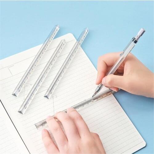 Transparent Straight Ruler Students Stationery Simple Triangular Rulers Kids Scale On Both Sides Measuring Tools