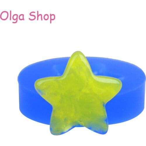 PYL483 21.1mm Kawaii Star Silicone Mold - Cupcake Topper Sugarcraft Fondant Miniature Food, Cookie Biscuit Mold, Chocolate Molds