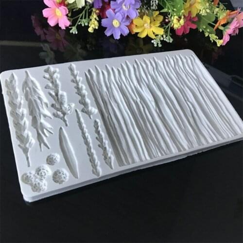 Plants wheat grass Wild Meadow Silicone Mould Lavender Cake Border Fondant DIY Baby Birthday Cake Decorating Tools Candy
