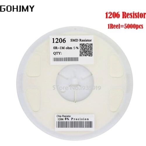 5000Pcs 1206 0R ~ 10M SMD resistor 1/2W 0 1 10 100 150 220 330 ohm 1K 2.2K 10K 100K 0R 1R 10R 100R 150R 220R 330R ohm