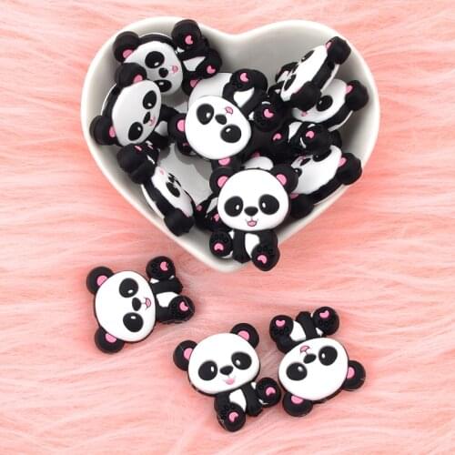 Panda Silicone Beads 5pcs/lot BPA Free Baby Teething Bead For DIY Jewelry Making Chewable Baby Teething Gift