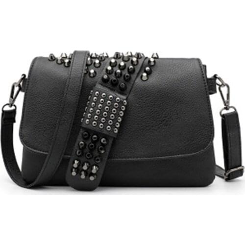 Female Brand Rivet Messenger Bag Women Shoulder Bag Fashion Black Skull Punk Bag Ladies Vintage Crossbody Bags Sac A Main 2021