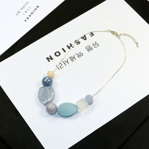New Summer Personality Woman Necklace Colorful Geometric Beads Pendant Necklaces Snake Chain Fashion Accessories Jewelry