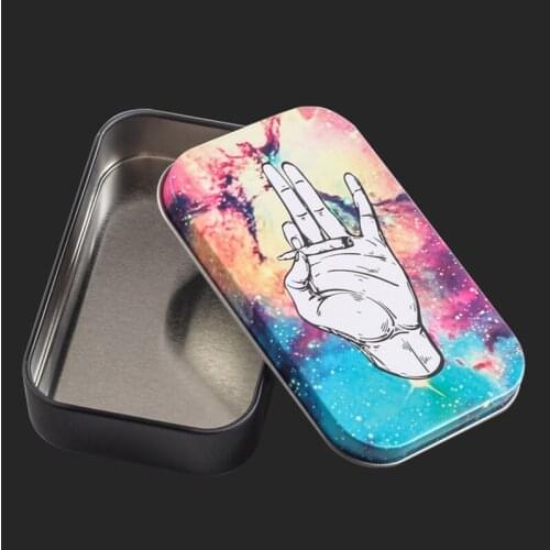Tinplate Cigarette Cass Moisture-Proof Sealed Storage Box for Smoking Accessories Used as Tobacco Rolling Tray or Ashtray