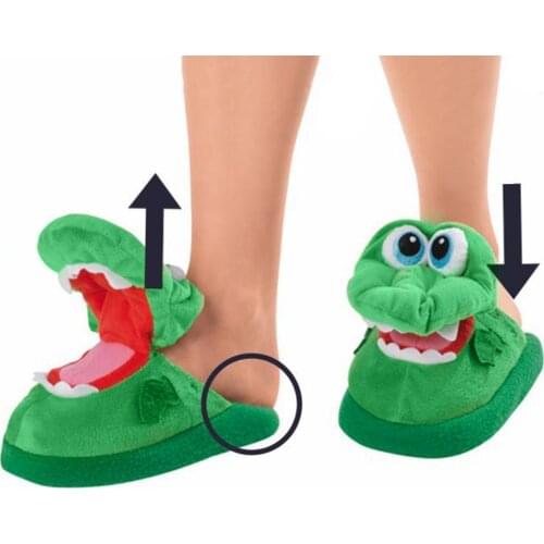 Winter Warm Indoor Slippers Shoes Funny Winter House Slippers Open Mouth Crocodile Unisex Shoes Animal Shaped Carpet Slippers