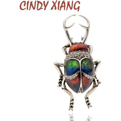 CINDY XIANG Vintage Alloy Enamel Beetle Brooches For Women and Man Creative Bugs Pins Fashion Insect Badges 3 Colors Choose Gift