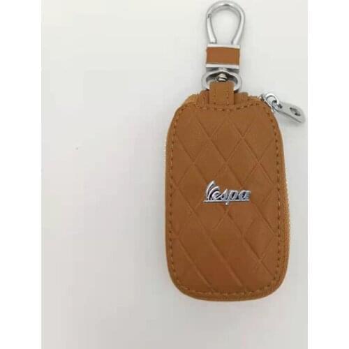 1 Pcs New Fashion Genuine Leather Key Case Key Cover Holder Chian Smart Car Styling For Vespa Black/Brown/Coffee Free Shipping