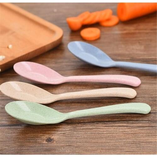1PCS Portable Eco Friendly Tableware Spoon Restaurant Home Supplies Wheat Straw Spoons Household Kitchen Accessories Soup Spoon