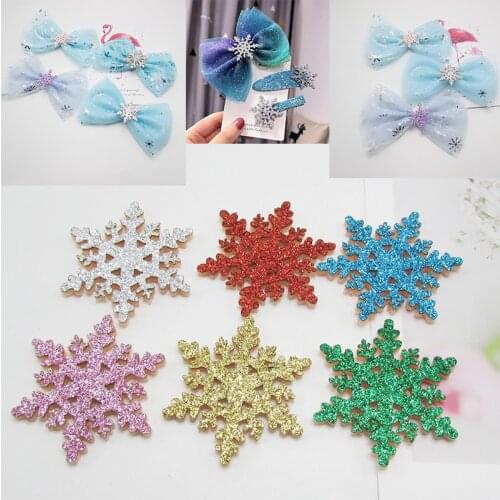 20pcs/lot Glitter snowflake Padded Appliques for Children Headwear Hair clip Accessories and Garment Accessories