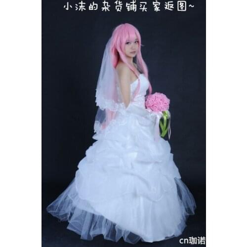 2017 Yuno Gasai White wedding dress [Future Diary Mirai Nikki] cosplay costume
