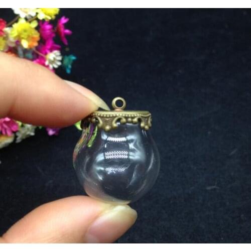 50pcss/lot 20*15mm glass globe antique bronze crown base cap glass vial pendant glass bottle cover dome glass necklace pendants