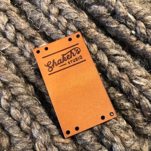 55pcs Personalised leather Tags with Brand logo Sewing Handmade label for Knitting Crochet items Folded Hat clothing -DIY labels