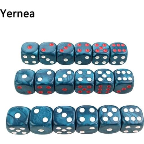 6Pcs*3 Bag Acrylic Dice 16mm Round Corner Marble Effect Dice Blue Dice Table Games D6 High-quality Plastic Product Entertainment