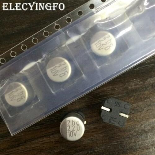 10pcs 220uF 10V220UF ELNA RVC series 8x10mm Long Life 10V220uF Chip type SMD Aluminum Electrolytic Capacitor
