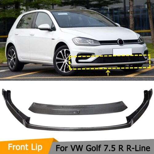 Car Front Bumper Lip Chin Spoiler For VW Volkswagen Golf 7.5 R-Line R 2017-2019 Carbon Fiber Front Bumper Lip Spoiler Splitters