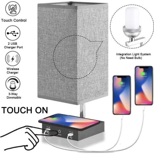 For hot style mobile phone wireless charging USB charging double linen sifang bedroom desk lamp of the head of a bed