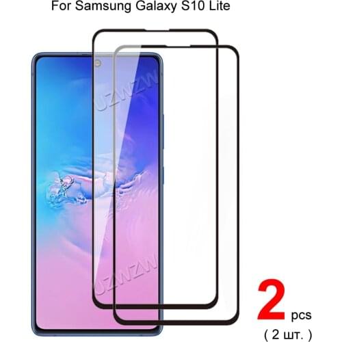 2pcs Glass For Samsung Galaxy S10 Lite Full Cover Screen Protector Protective Tempered Glass Guard Film