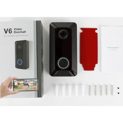 New V6 wifi Doorbell Smart Wireless 720P video camera Cloud storage door bell cam waterproof home security house bell black