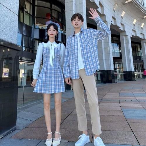 【 F6】Couples wear spring and Autumn 2021 new trend Korean version of two suits a skirt a dress couples clothes couples clothing
