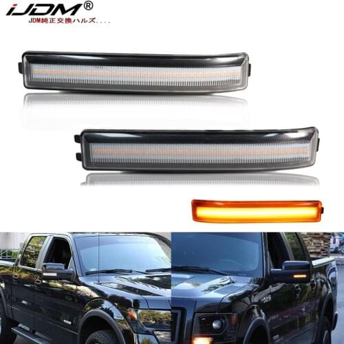 IJDM For 2009-14 Ford F150 & 2010-14 SVT Raptor Full LED Side Mirror Marker Lights,Amber Yellow Turn Signal Lights,12V